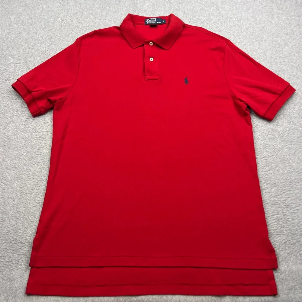 Polo Ralph Lauren Shirt Mens Large Red Short Sleeve Button Embroidered Pony Logo